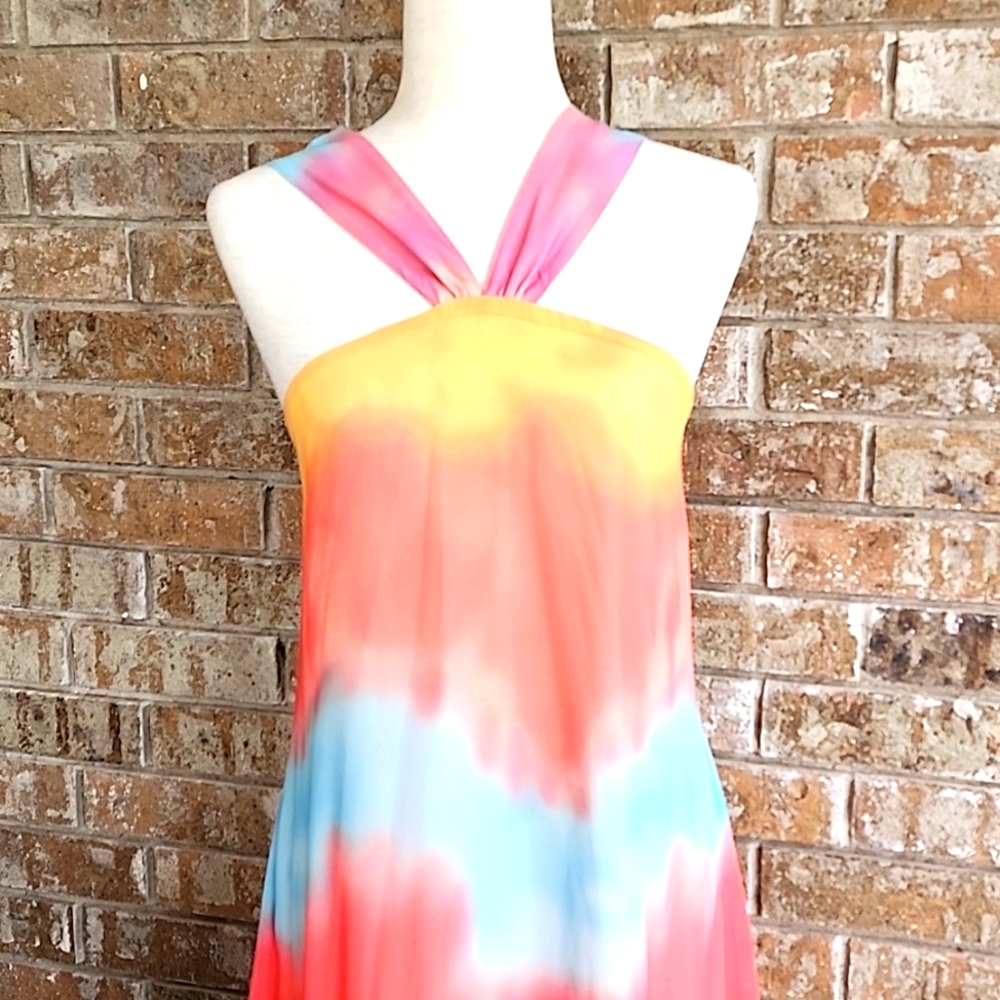 ☀️New! V Cristina Maxi Chiffon Summer Dress, Medium, "Sundance Mauna Loa"